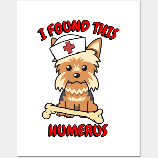 Funny Yorkshire terrier tells a lame joke Posters and Art